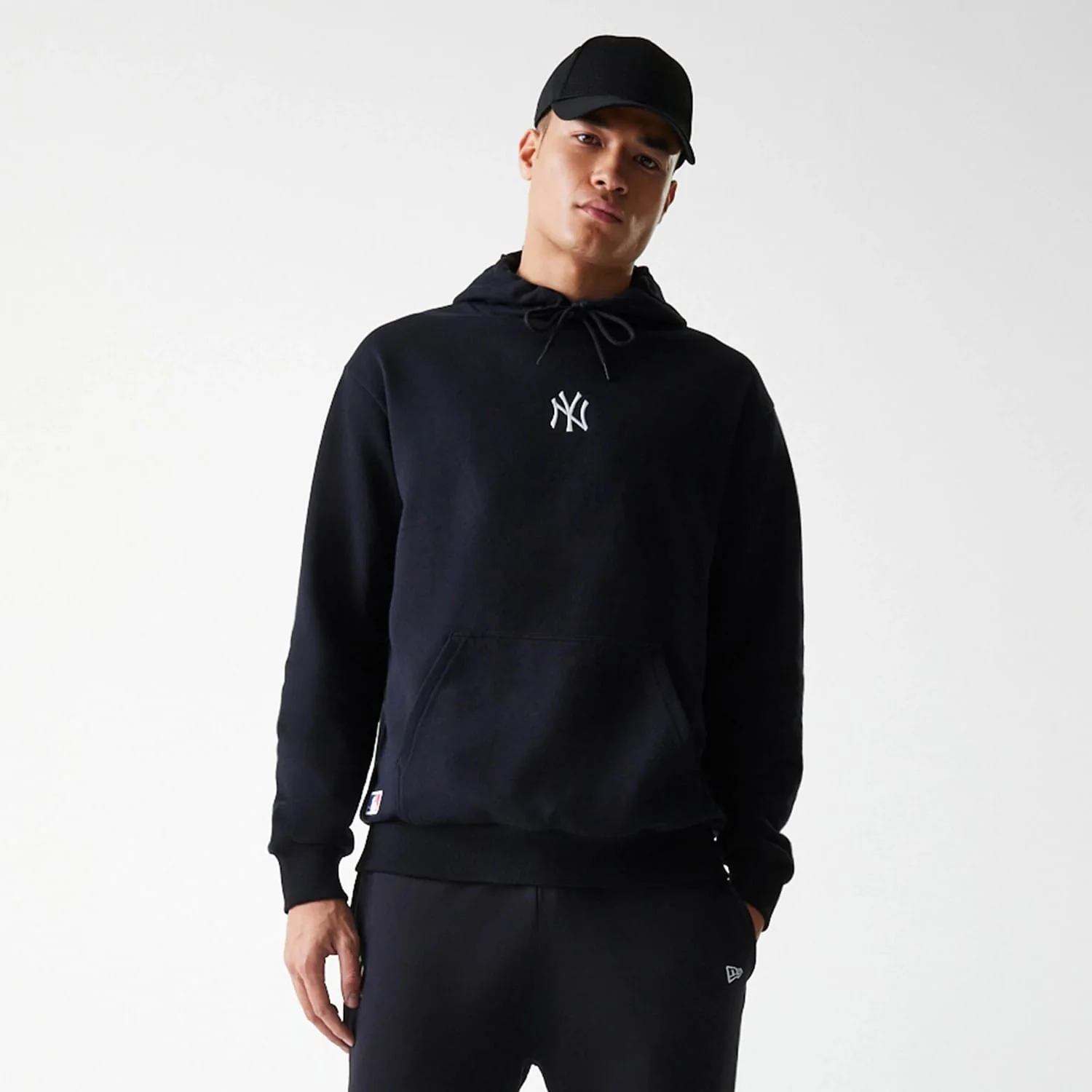 New York Yankees MLB League Essential Black Oversized Pullover Hoodie - Image 3