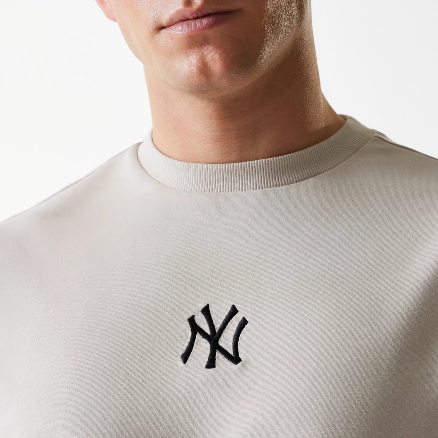 New York Yankees MLB League Essential French Terry Cream Crew Neck Sweater - Image 4