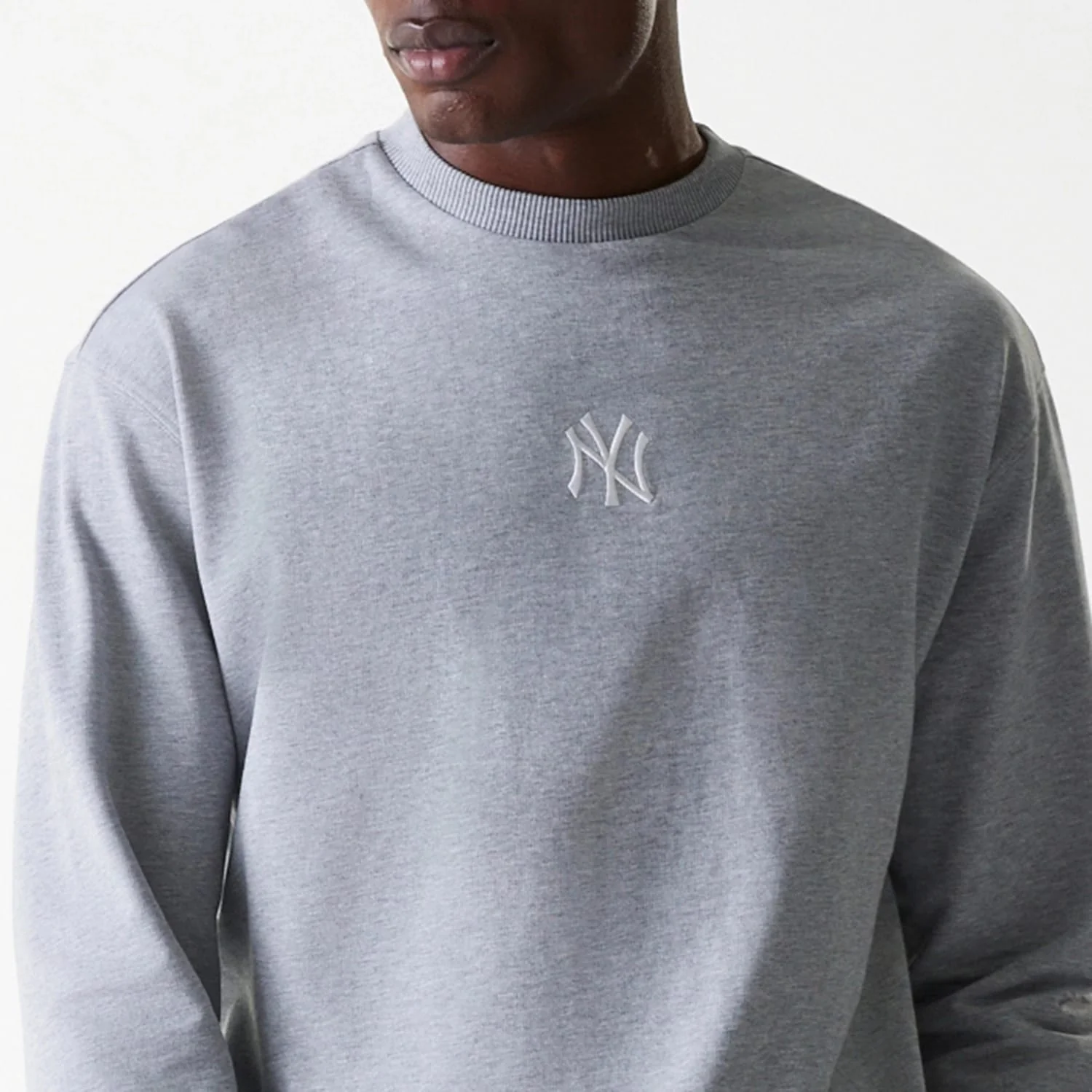 New York Yankees MLB League Essential French Terry Grey Crew Neck Sweater - Image 6