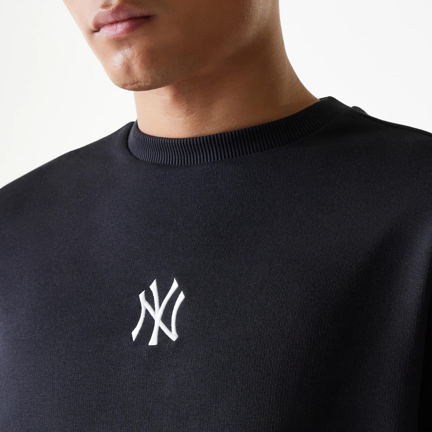 New York Yankees MLB League Essential Midi Black Oversized Crew Neck Sweater - Image 3