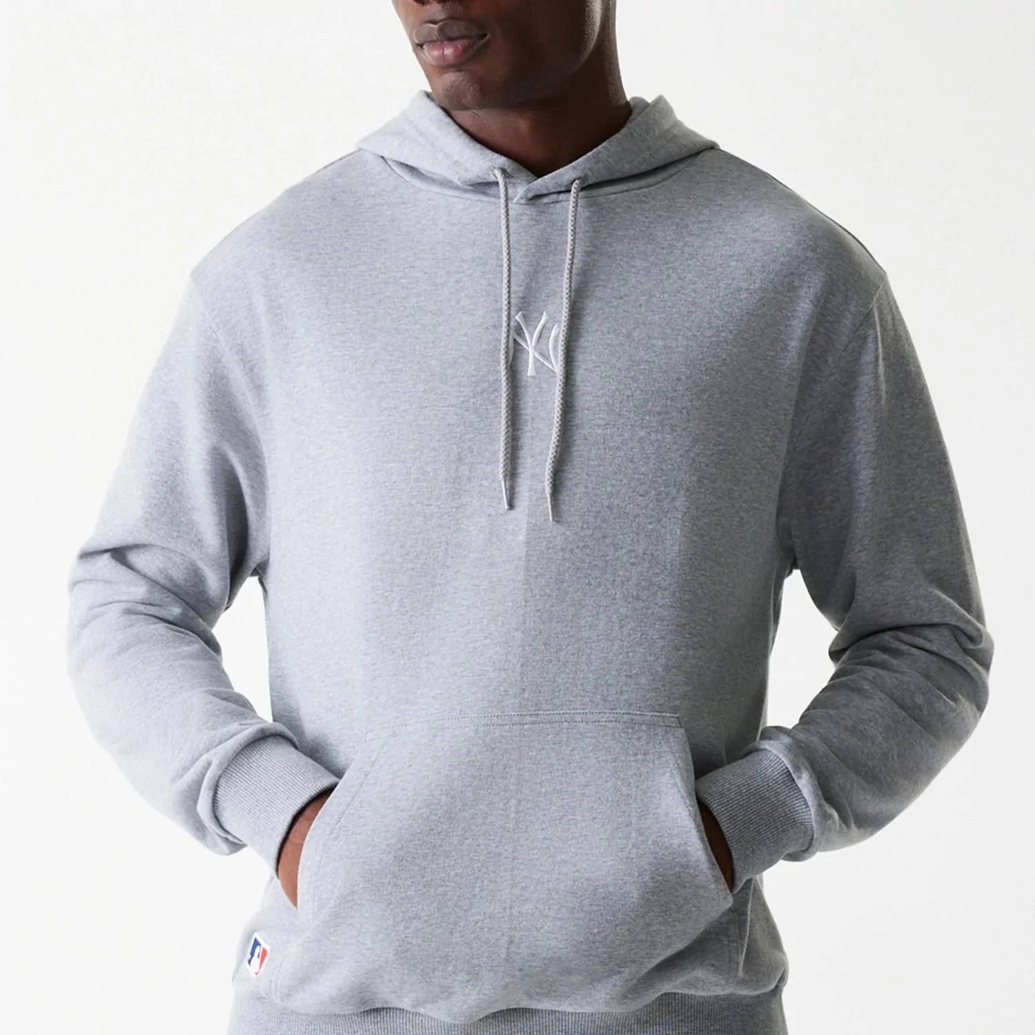 New York Yankees MLB League Essential Midi French Terry Grey Oversized Pullover Hoodie - Image 3