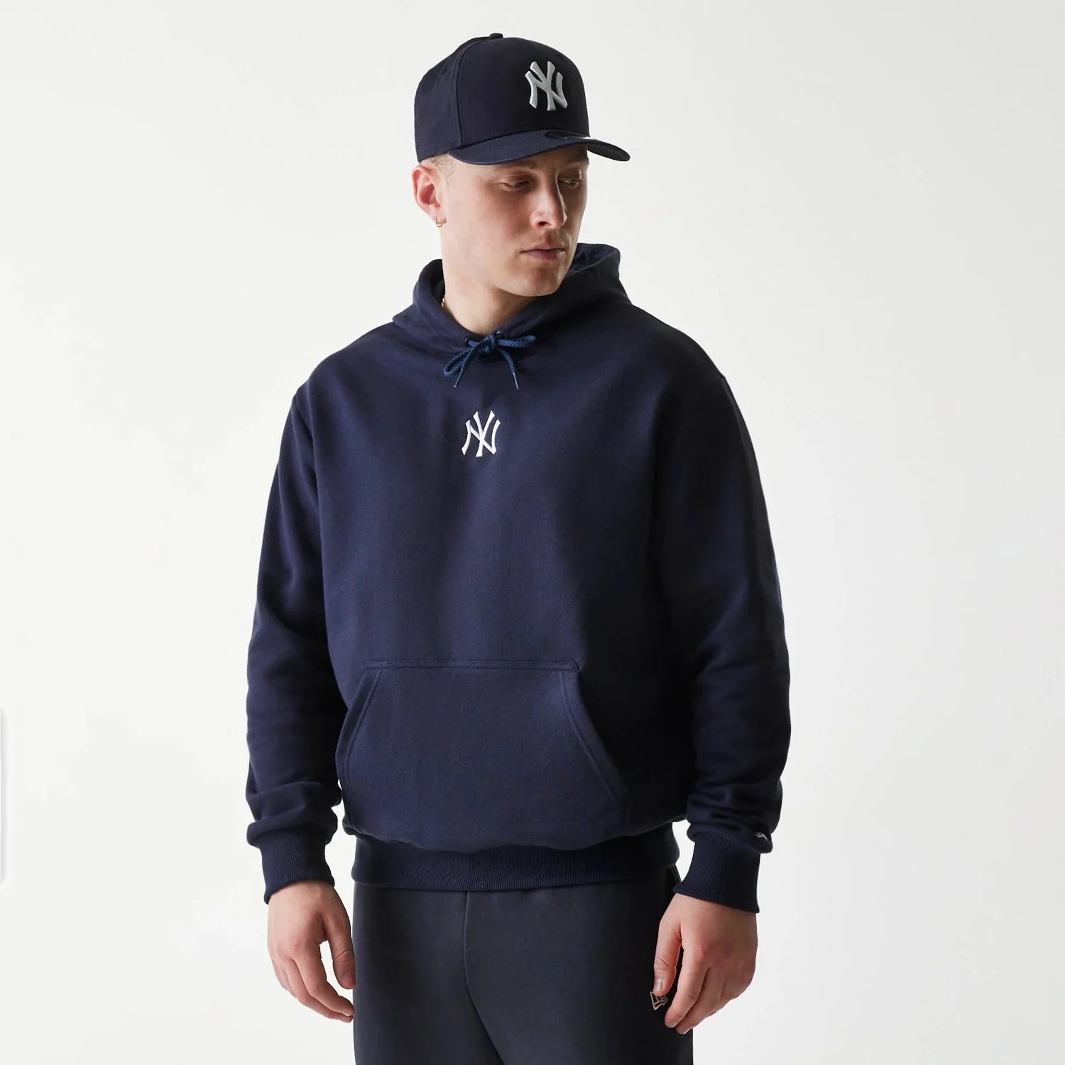New York Yankees MLB League Essential Navy Oversized Pullover Hoodie