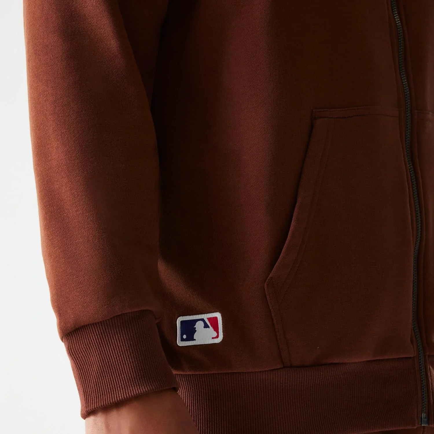 New York Yankees MLB Midi League Essential Brushed Fleece Brown Oversized Full Zip Hoodie - Image 4