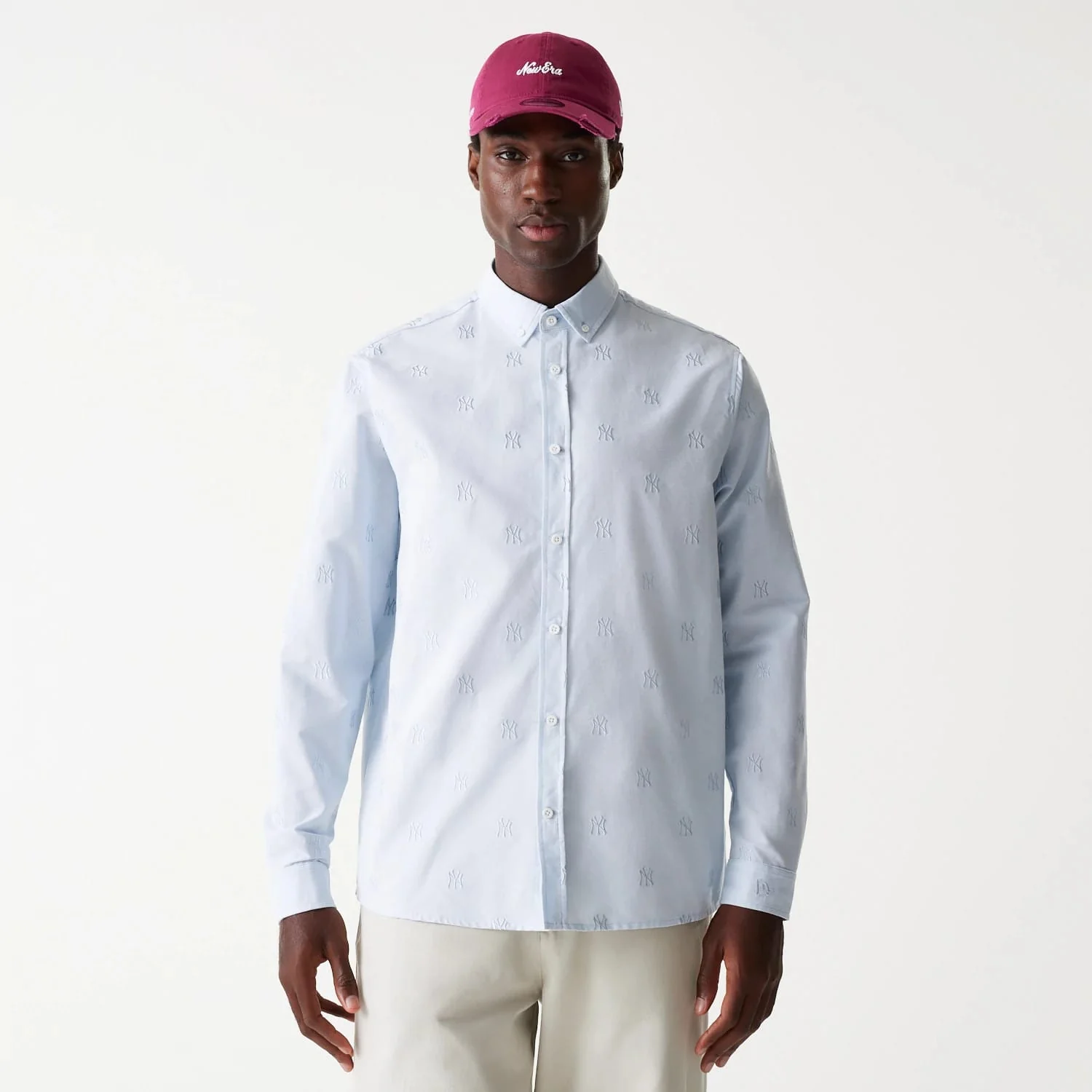 New York Yankees MLB Monogram Pastel Blue Long Sleeve Shirt