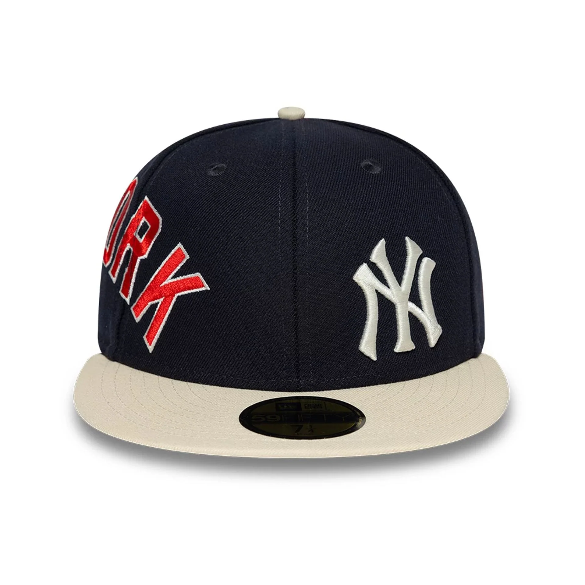 New York Yankees MLB Multi Logo Satin Lined Navy 59FIFTY Fitted Cap - Image 4