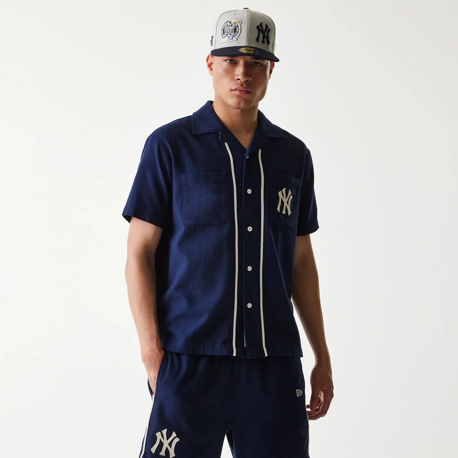 New York Yankees MLB Piping Navy Short Sleeve Shirt