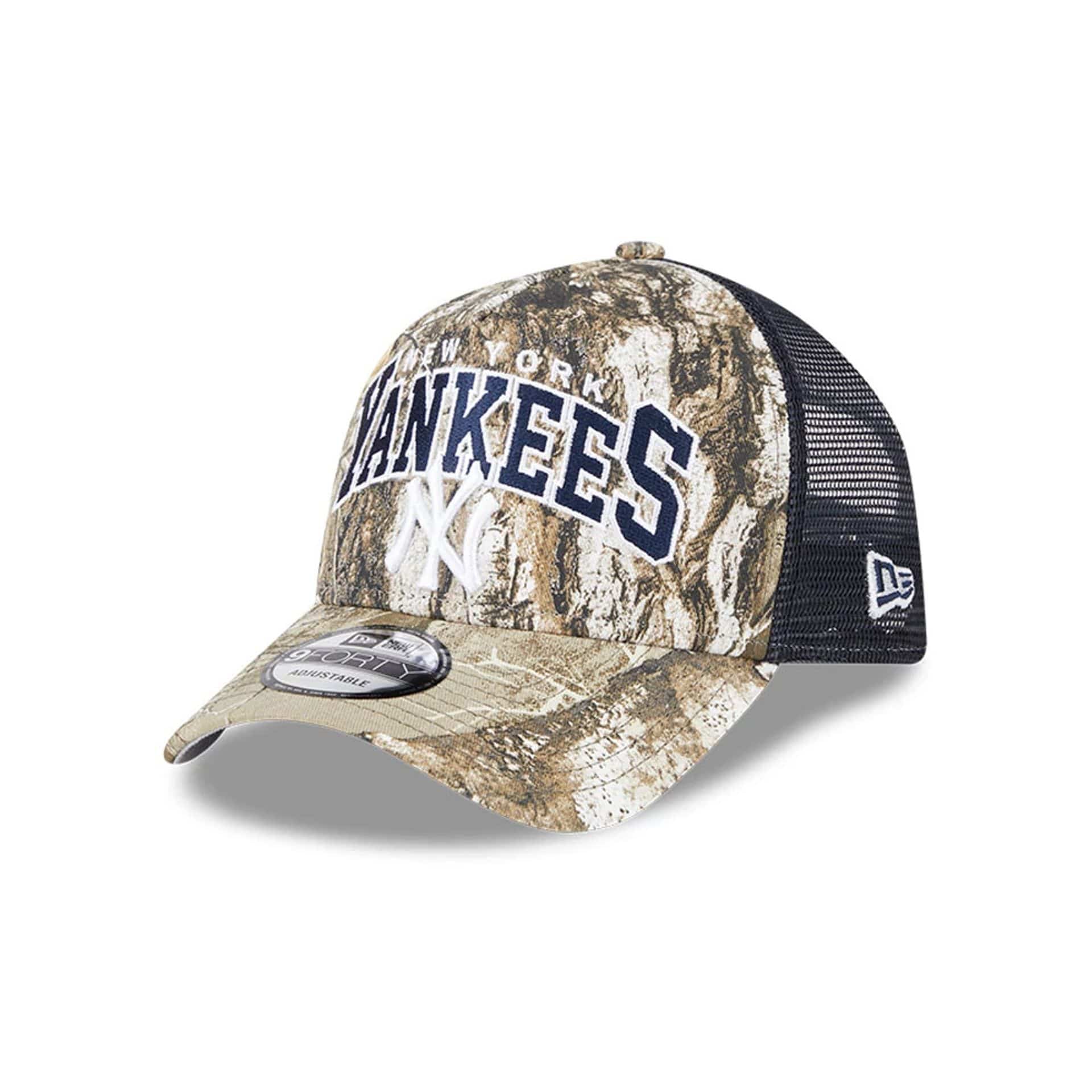 New York Yankees MLB Realtree Camo Navy 9FORTY A-Frame Trucker Adjustable Cap