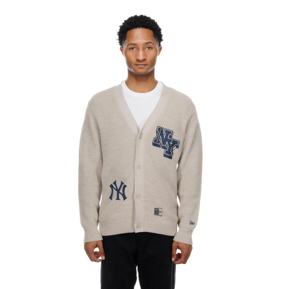 New York Yankees MLB Throwback Prep Light Beige Cardigan
