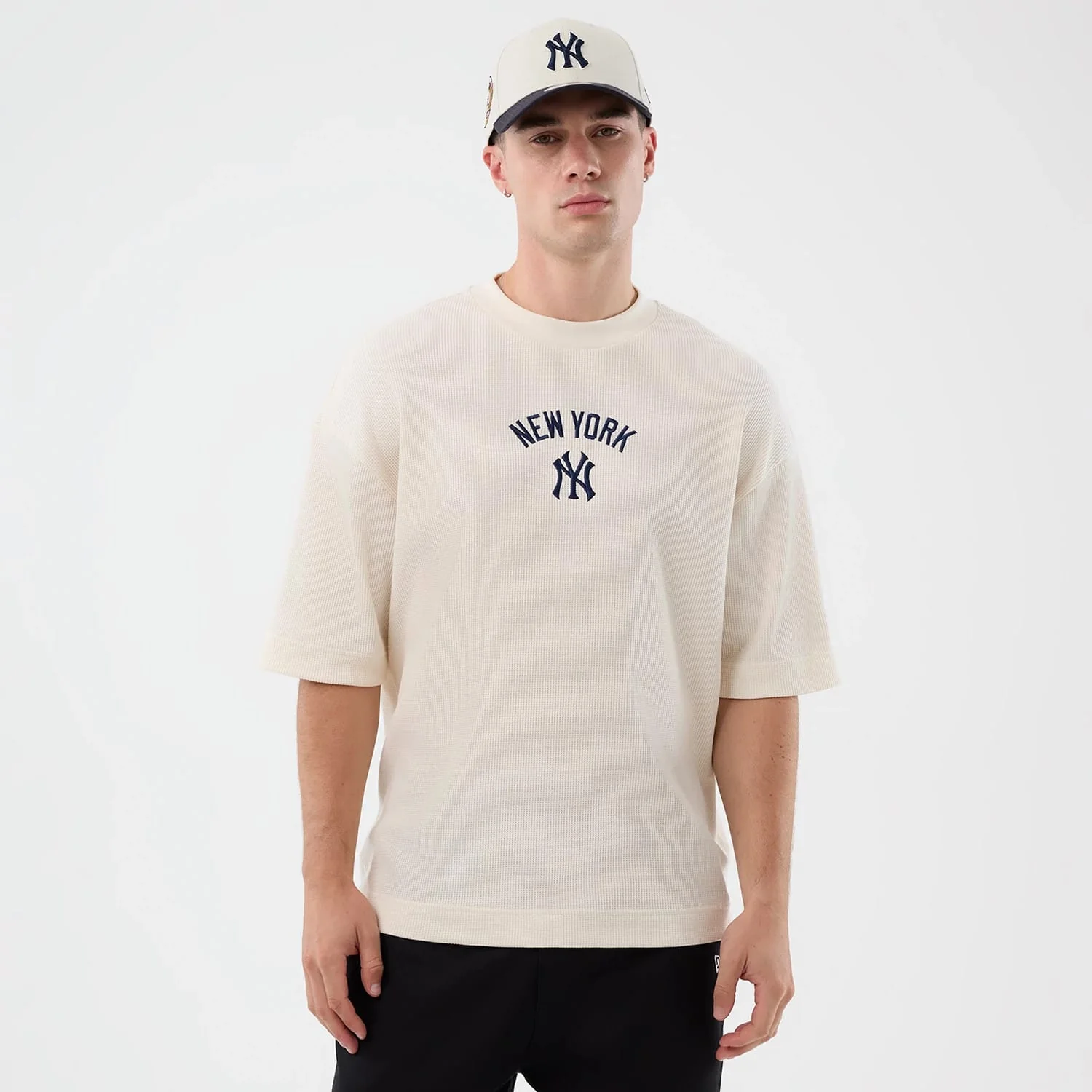 New York Yankees MLB Waffle Open White T-Shirt - Image 3