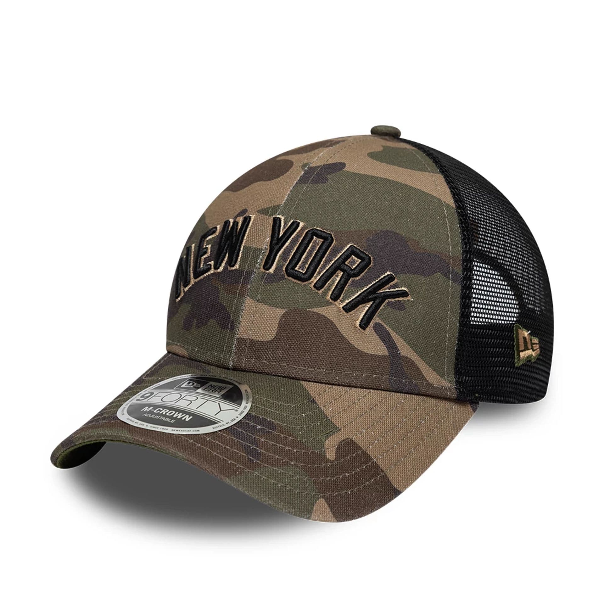 New York Yankees MLB Wordmark Woodland Camo 9FORTY M-Crown Adjustable Cap