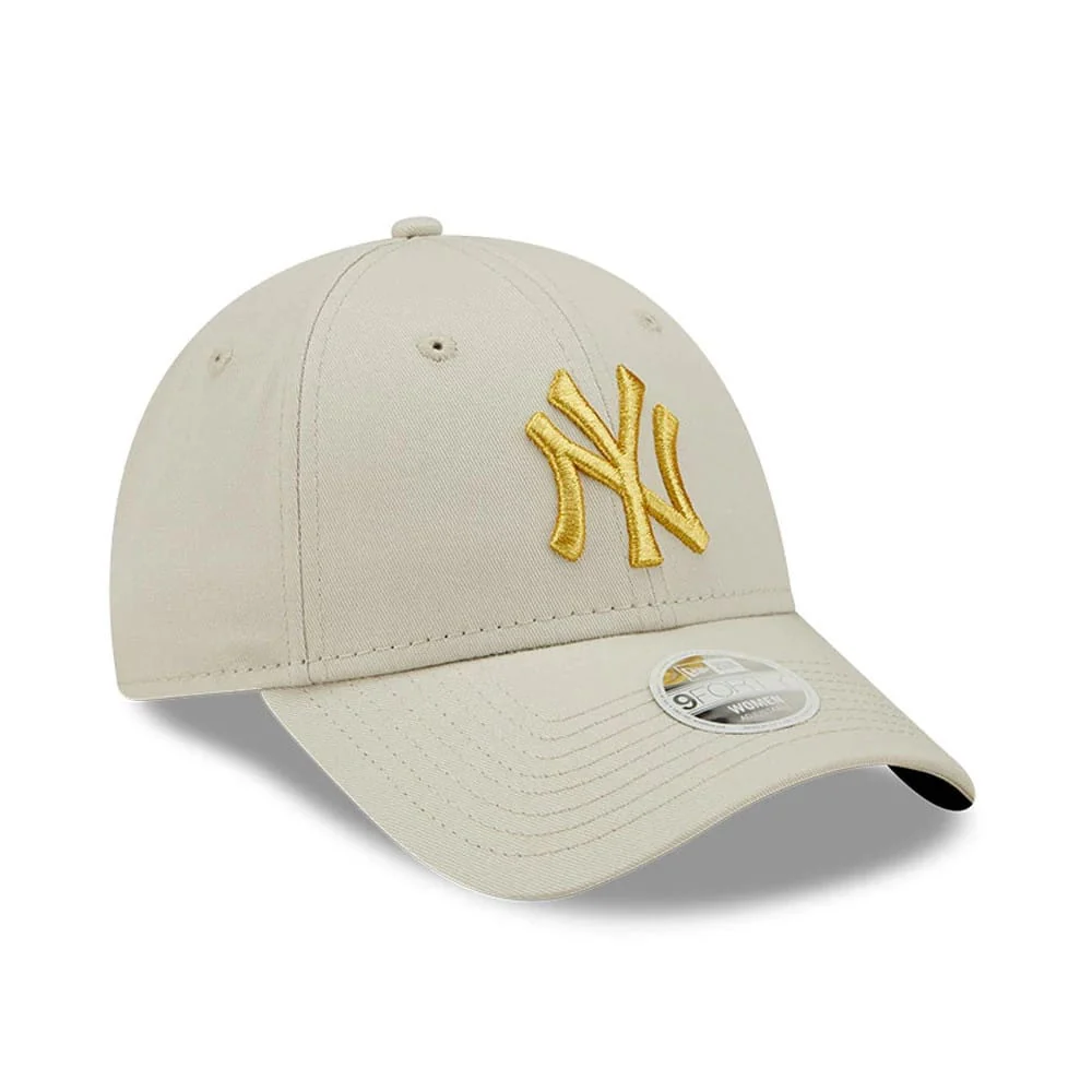 New York Yankees Womens Metallic Logo Cream 9FORTY Adjustable Cap - Image 3