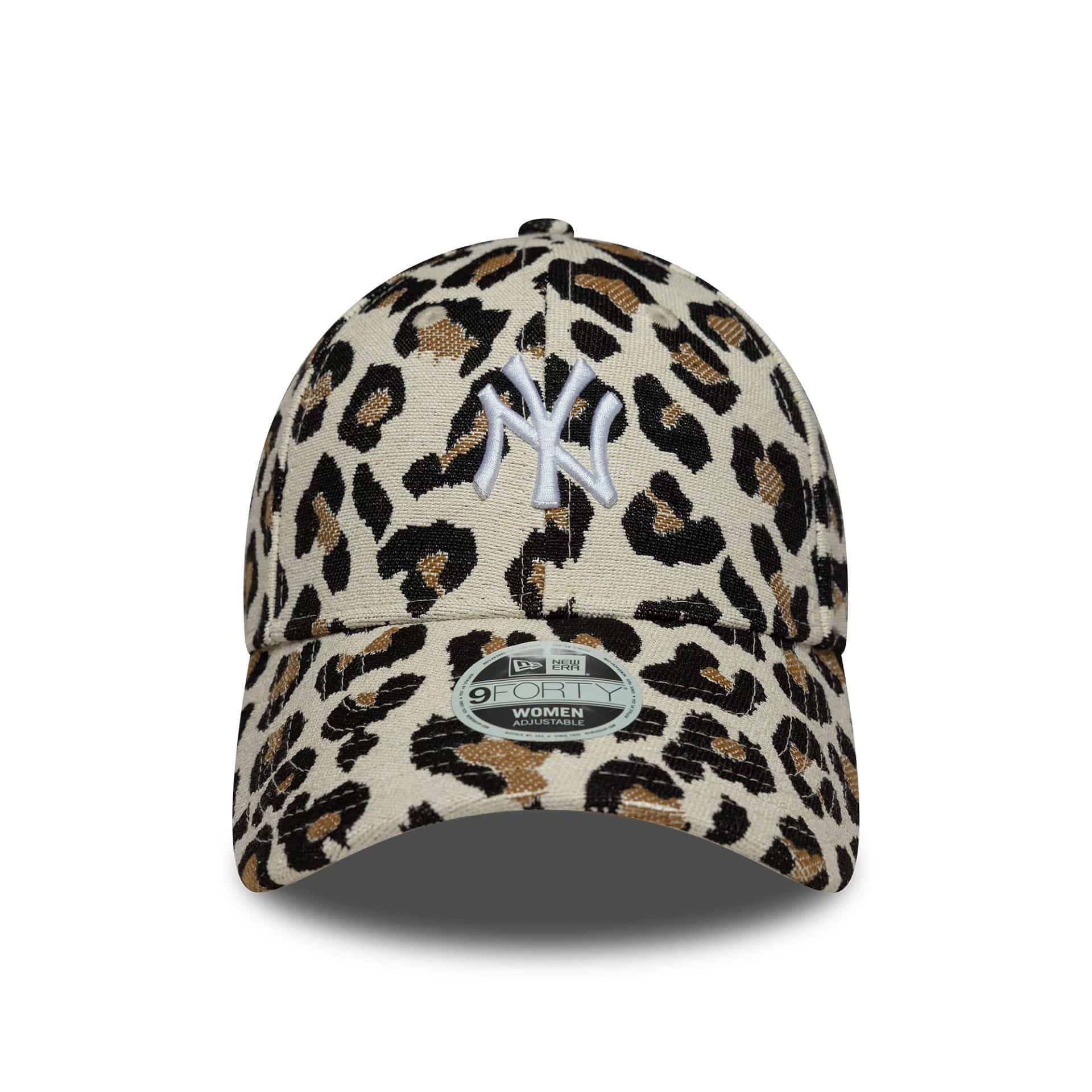 New York Yankees Womens MLB Leopard Midi Light Beige 9FORTY Cap - Image 2