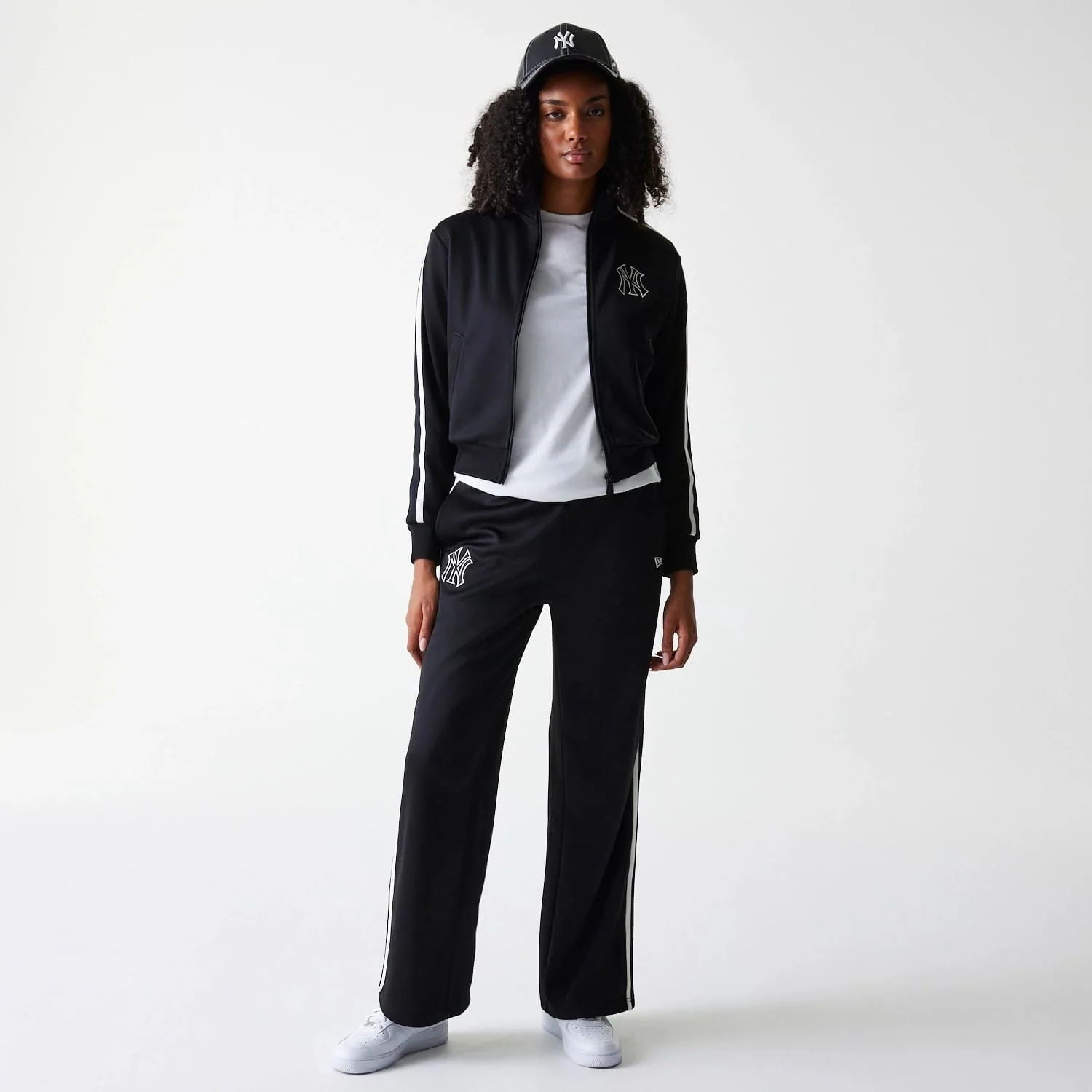New York Yankees Womens MLB Midi Logo Black Track Jacket - Image 7