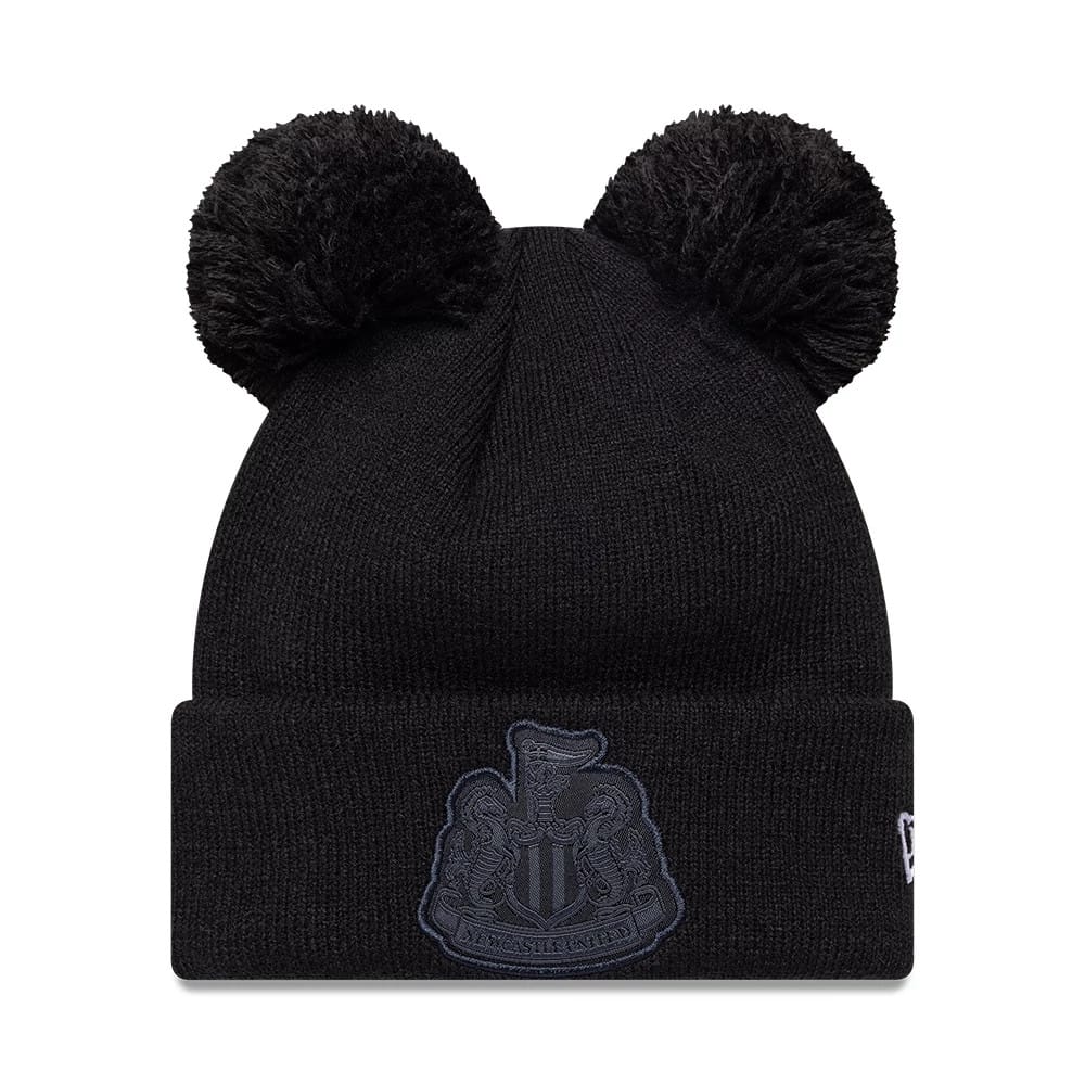 Newcastle United FC Youth Tonal Black Double Pom knit Beanie Hat