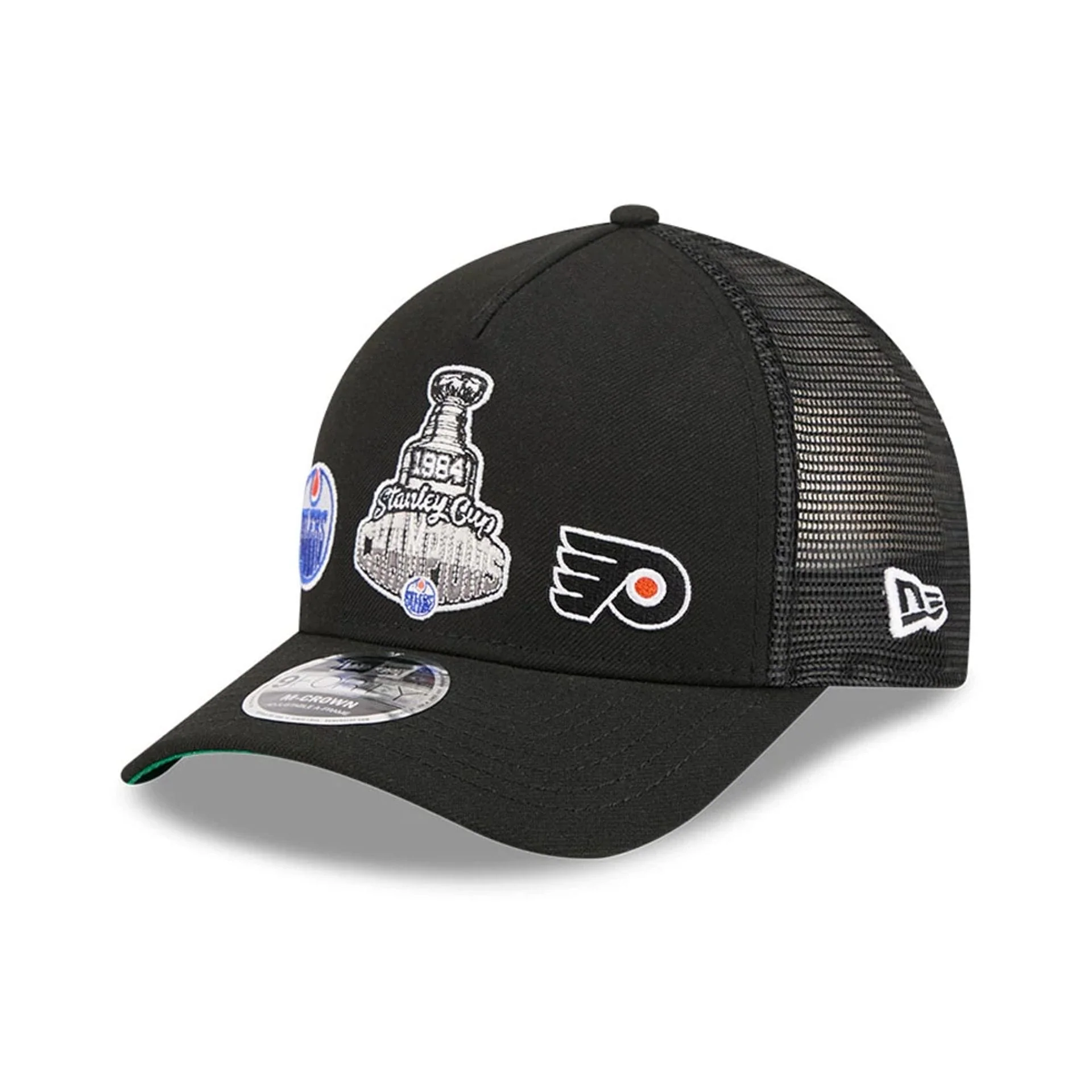 Oilers NHL Stanley Cup Black 9FORTY M-Crown A-Frame Trucker Adjustable Cap