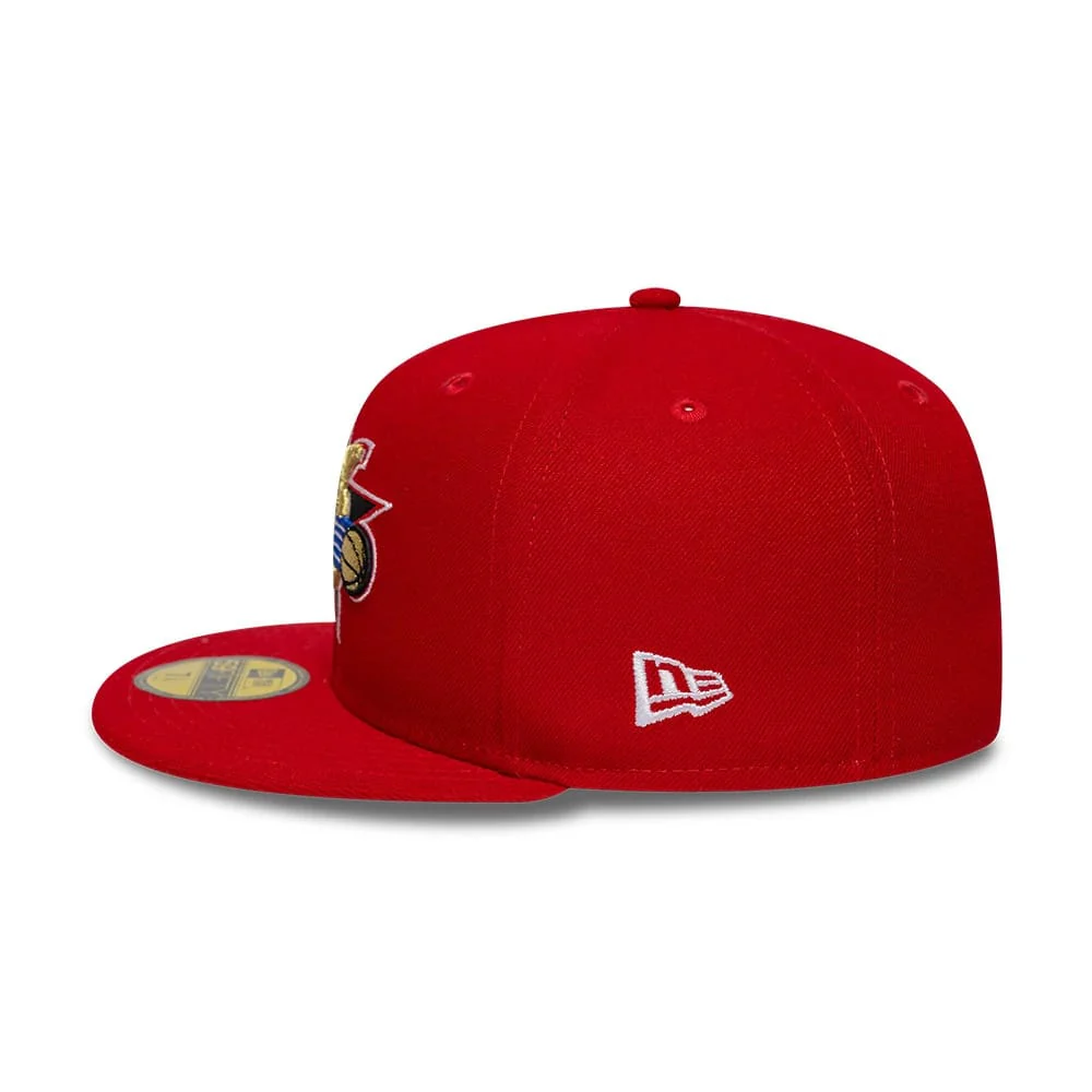 Philadelphia 76ers NBA Hardwood Classic Red 59FIFTY Fitted Cap - Image 6