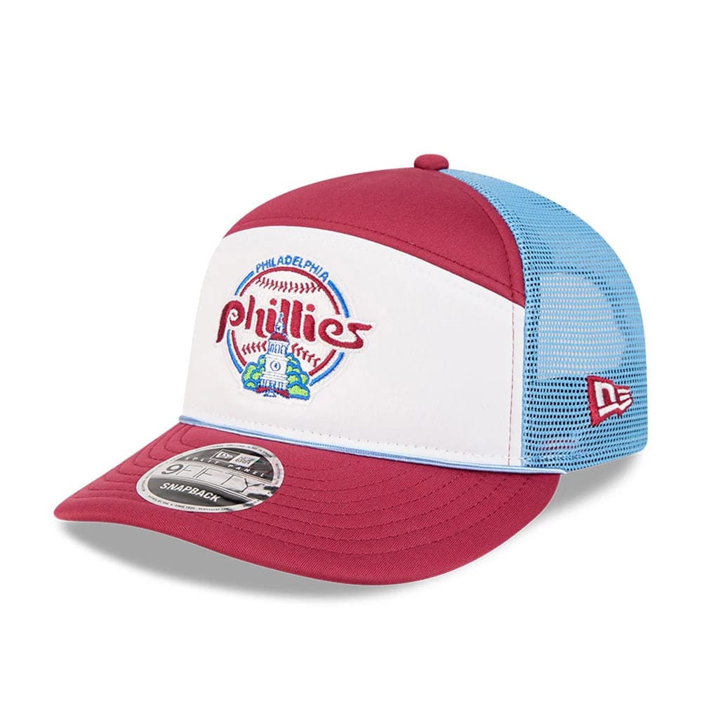 Philadelphia Phillies MLB Blocked Dark Red 9FIFTY Split Panel Snapback Cap