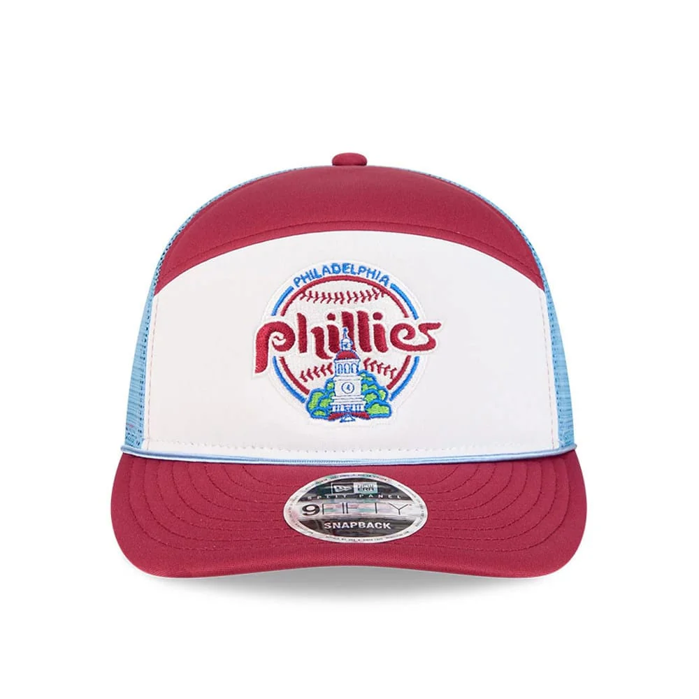 Philadelphia Phillies MLB Blocked Dark Red 9FIFTY Split Panel Snapback Cap - Image 3