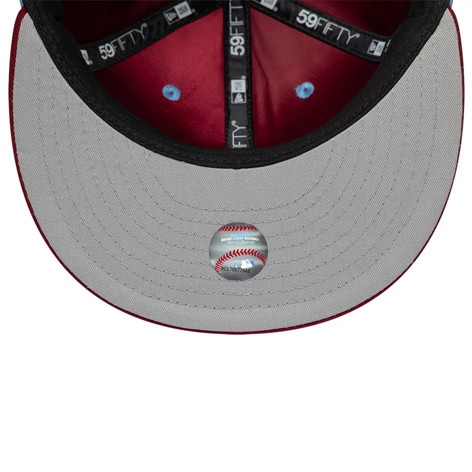Philadelphia Phillies MLB Multi Logo Satin Lined Pastel Blue 59FIFTY Fitted Cap - Image 2