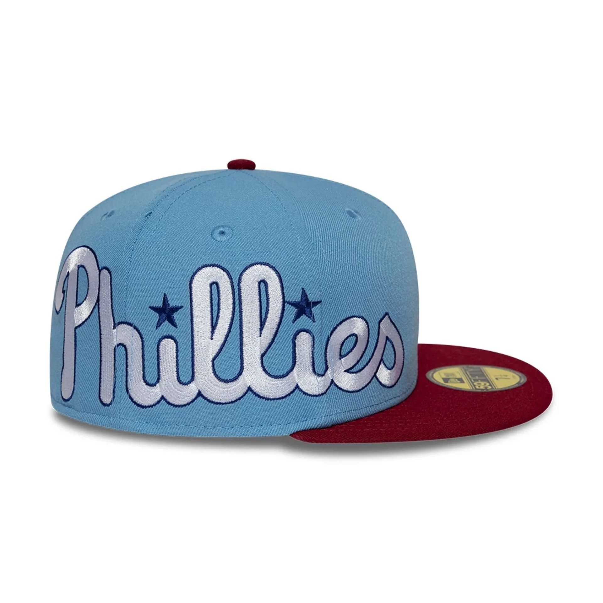 Philadelphia Phillies MLB Multi Logo Satin Lined Pastel Blue 59FIFTY Fitted Cap - Image 6