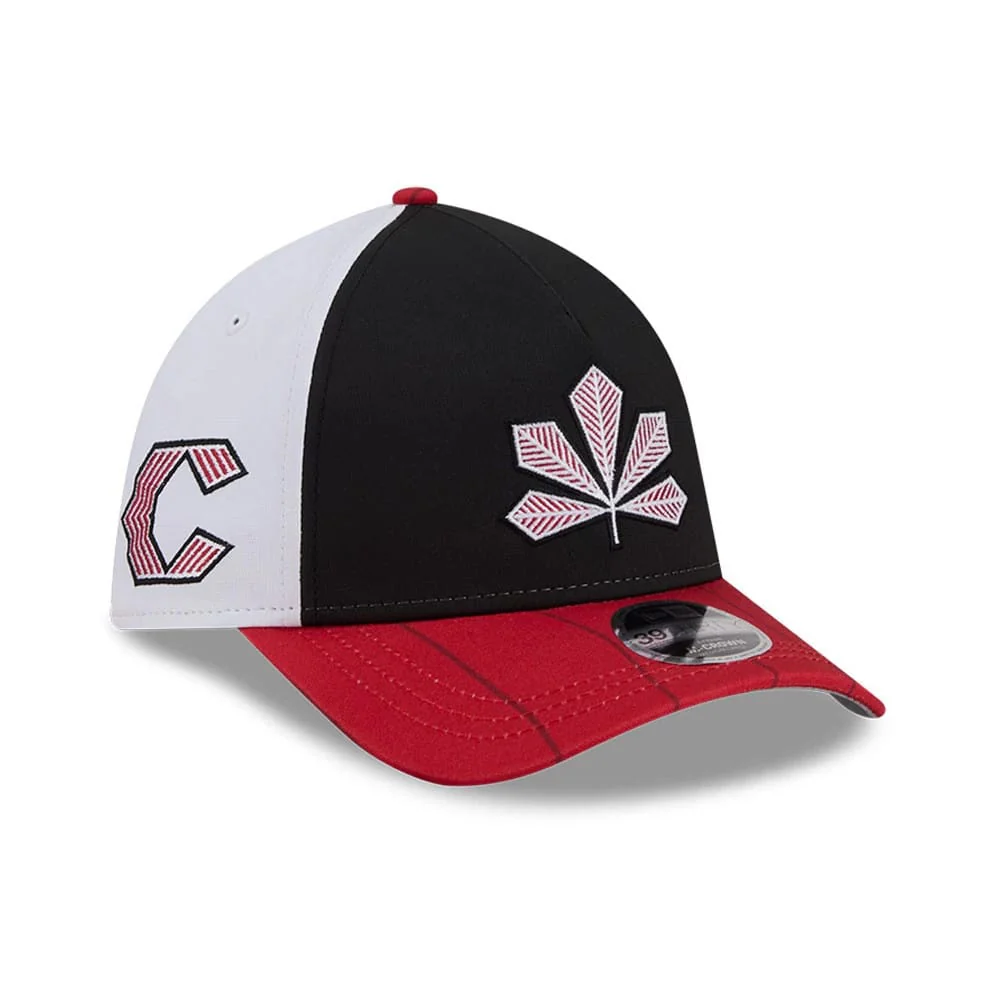 Reds MLB City Connect Black 39THIRTY M-Crown A-Frame Stretch Fit Cap