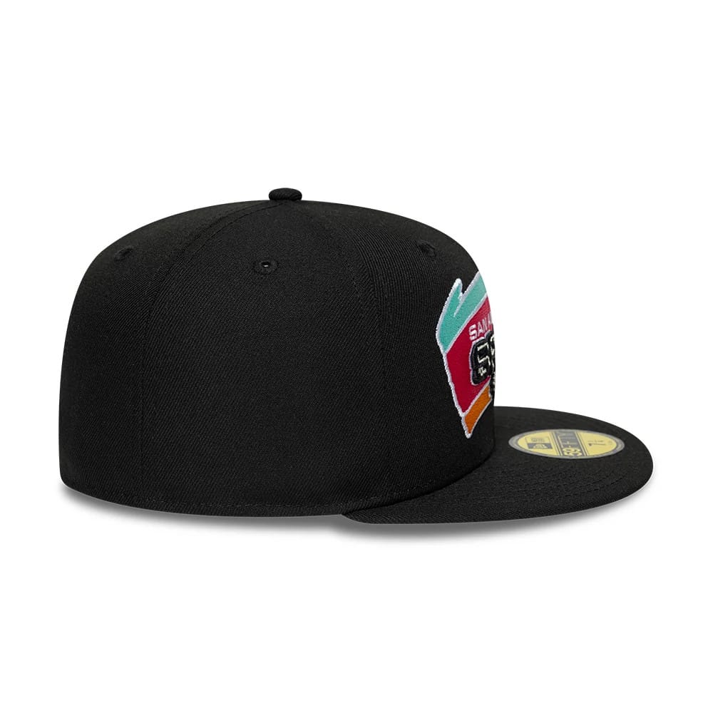 San Antonio Spurs NBA Hardwood Classic Black 59FIFTY Fitted Cap - Image 7