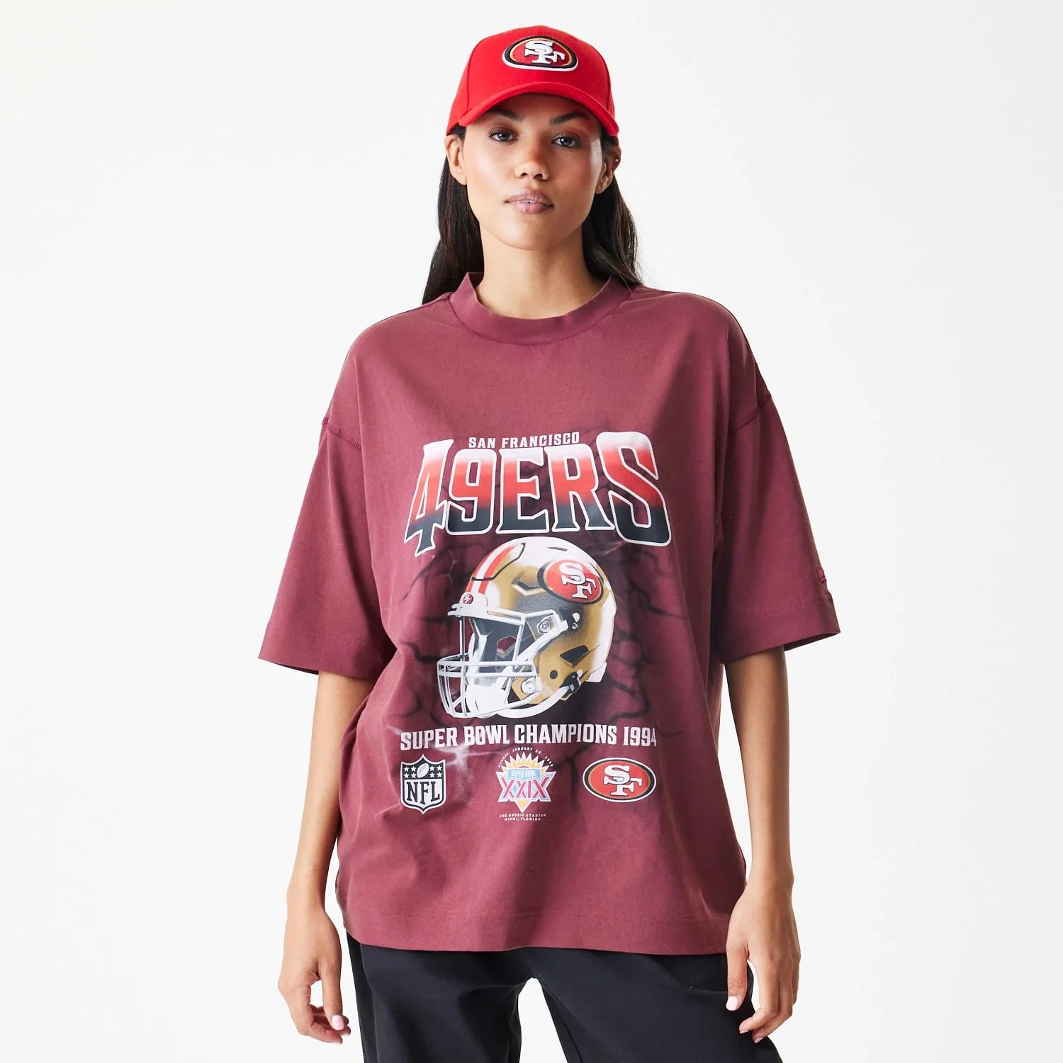 San Francisco 49ers NFL Washed Boxy Dark Red Oversized T-Shirt - Image 4