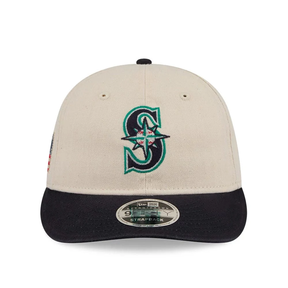 Seattle Mariners MLB Americana Herringbone White Retro Crown 9FIFTY Adjustable Cap - Image 4