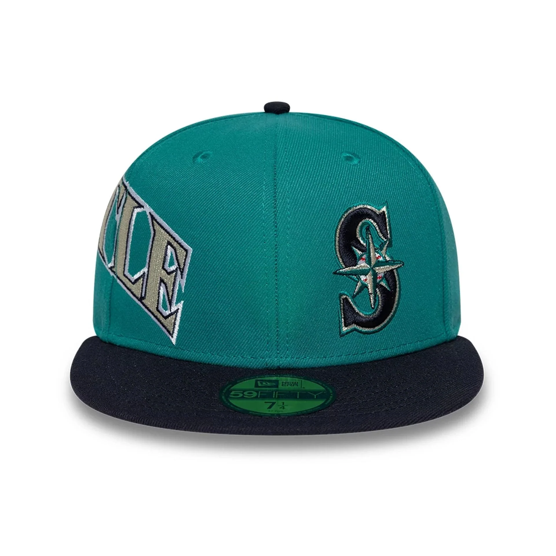Seattle Mariners MLB Multi Logo Satin Lined Green 59FIFTY Fitted Cap - Image 4