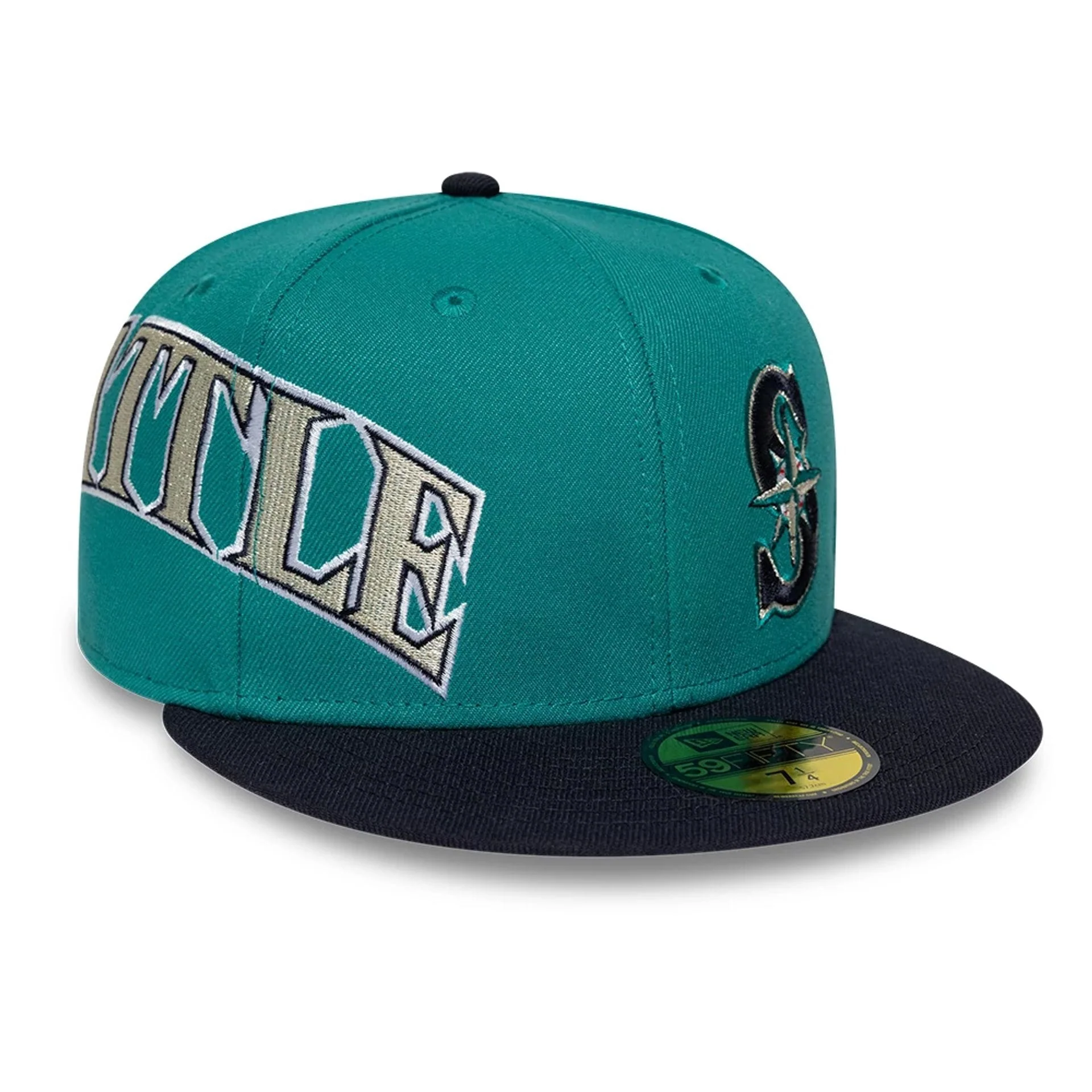Seattle Mariners MLB Multi Logo Satin Lined Green 59FIFTY Fitted Cap - Image 5