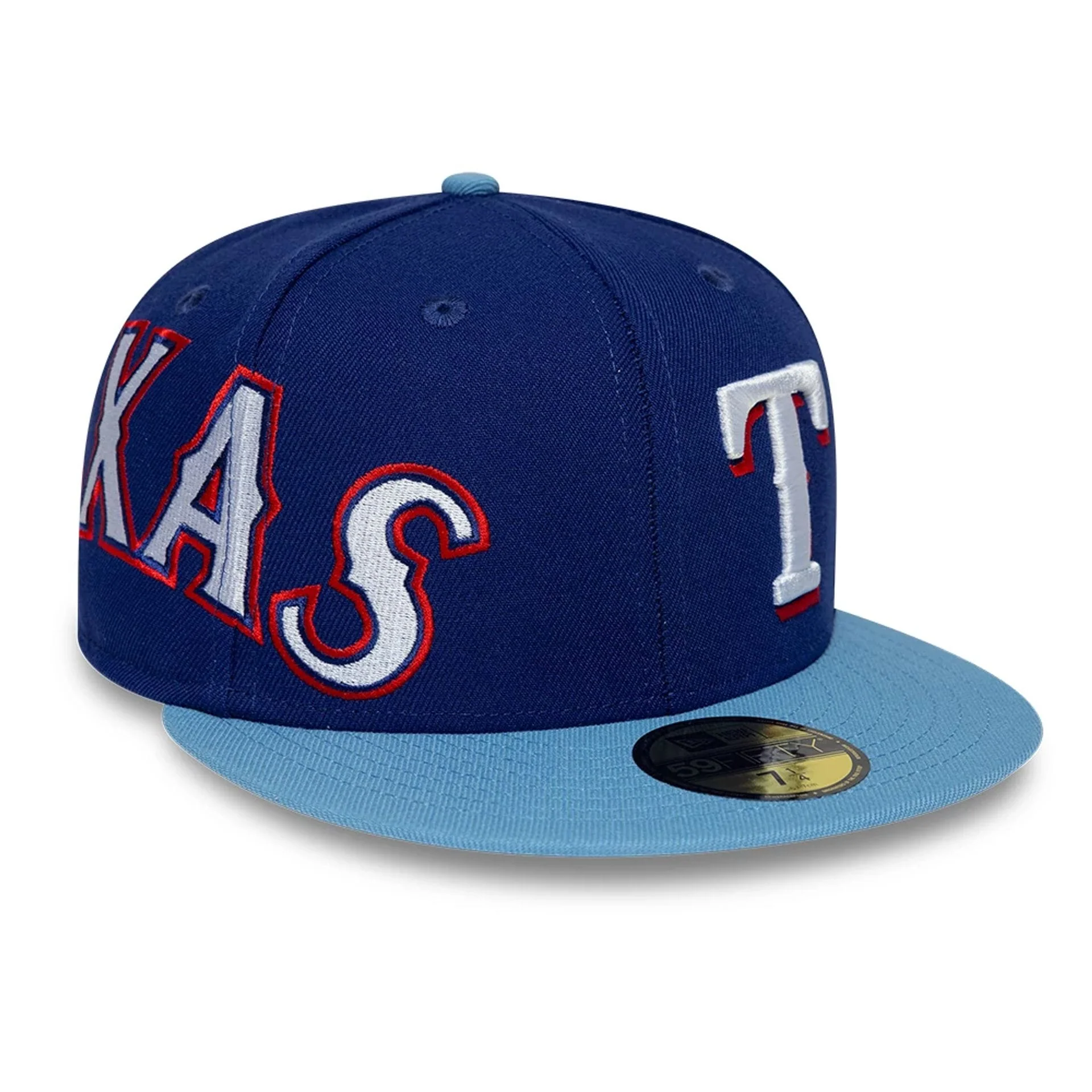 Texas Rangers MLB Multi Logo Satin Lined Dark Blue 59FIFTY Fitted Cap - Image 5