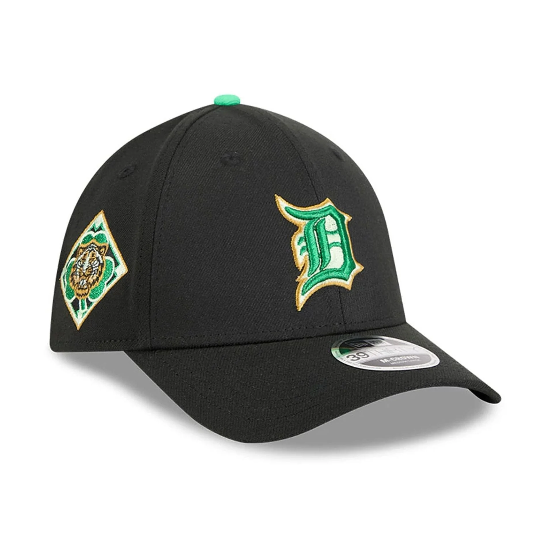 Tigers MLB Saint Patrick's Day Black 39THIRTY M-Crown A-Frame Stretch Fit Cap
