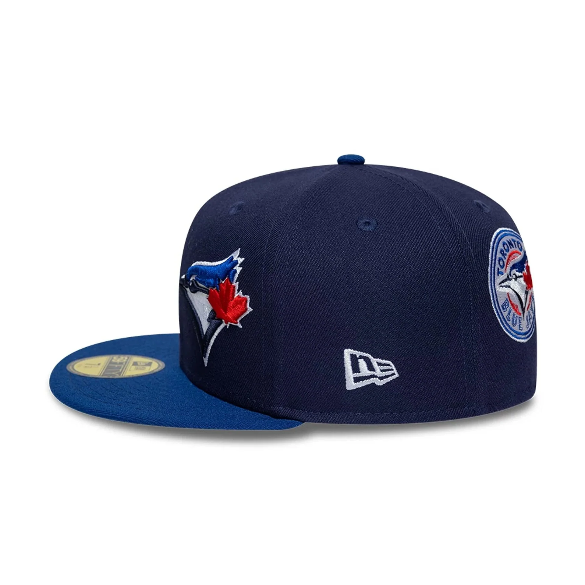 Toronto Blue Jays MLB Multi Logo Satin Lined Navy 59FIFTY Fitted Cap - Image 7