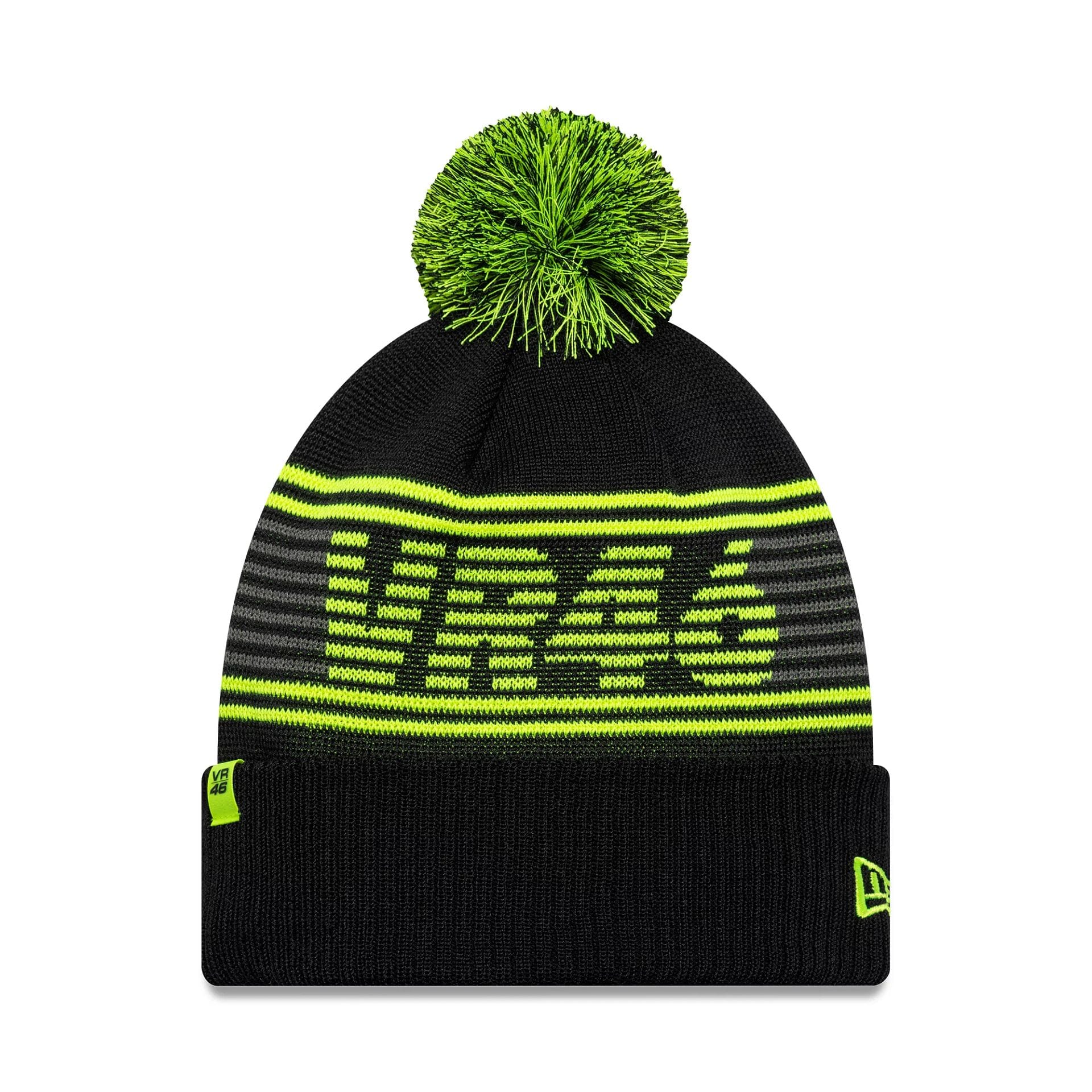 VR46 Recycled Black Bobble Knit Beanie Hat