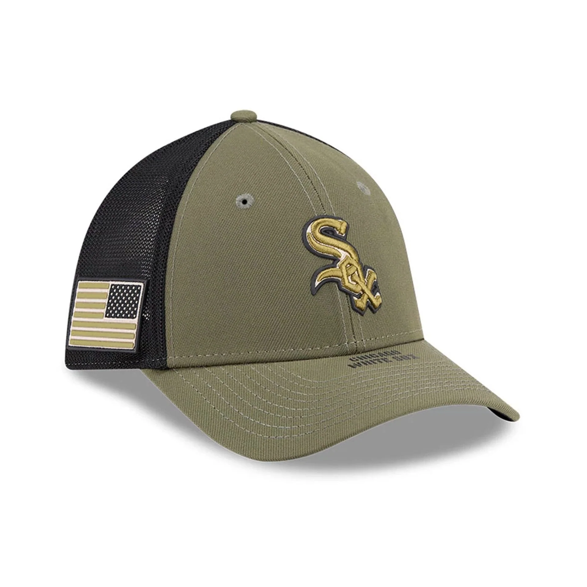 White Sox MLB Armed Forces Day 2026 Green 39THIRTY M-Crown Stretch Fit Cap