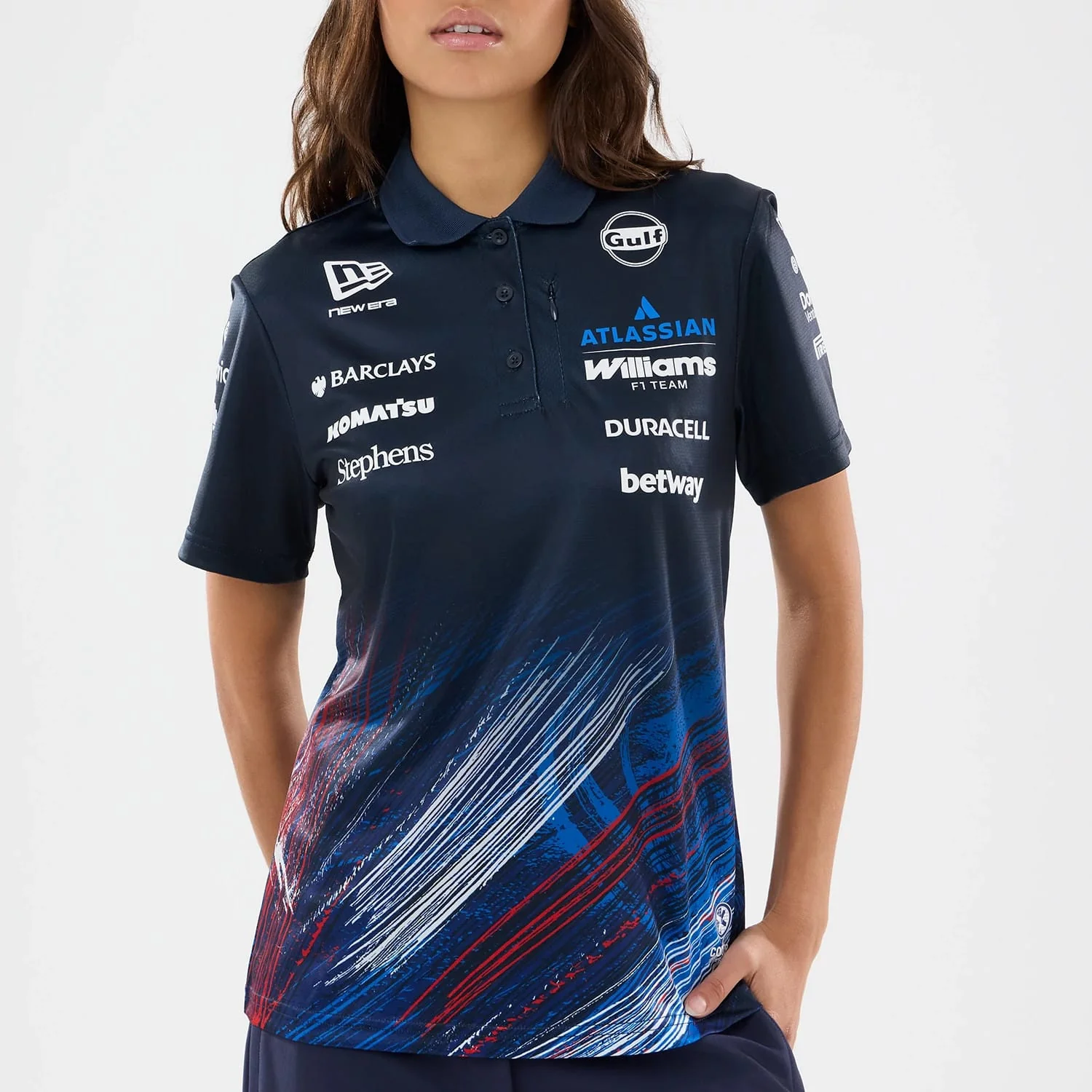 Womens Williams GB Race Special Tech Navy Polo T-Shirt - Image 3