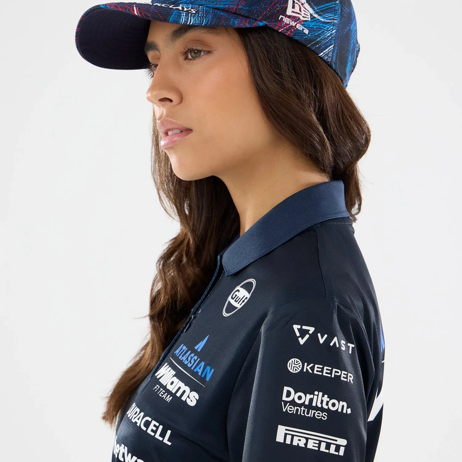 Womens Williams GB Race Special Tech Navy Polo T-Shirt - Image 5